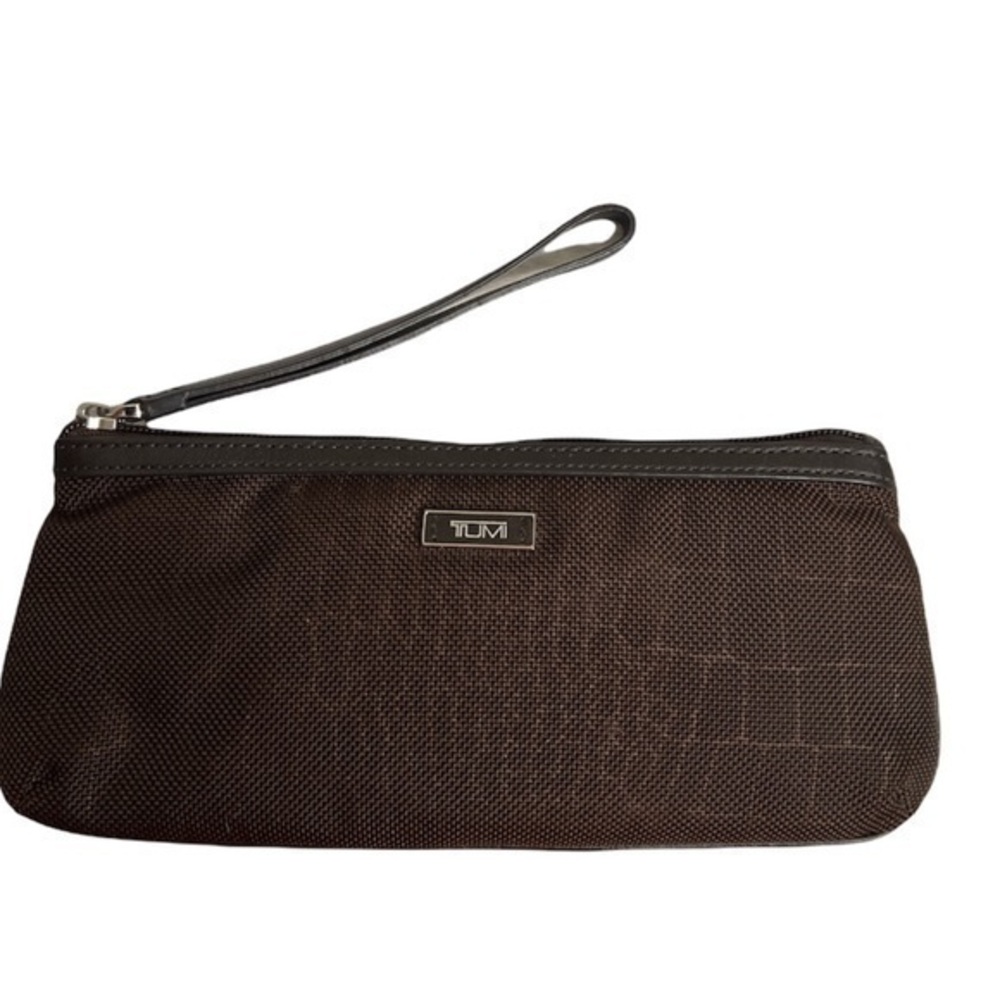 Tumi brown wristlet bag